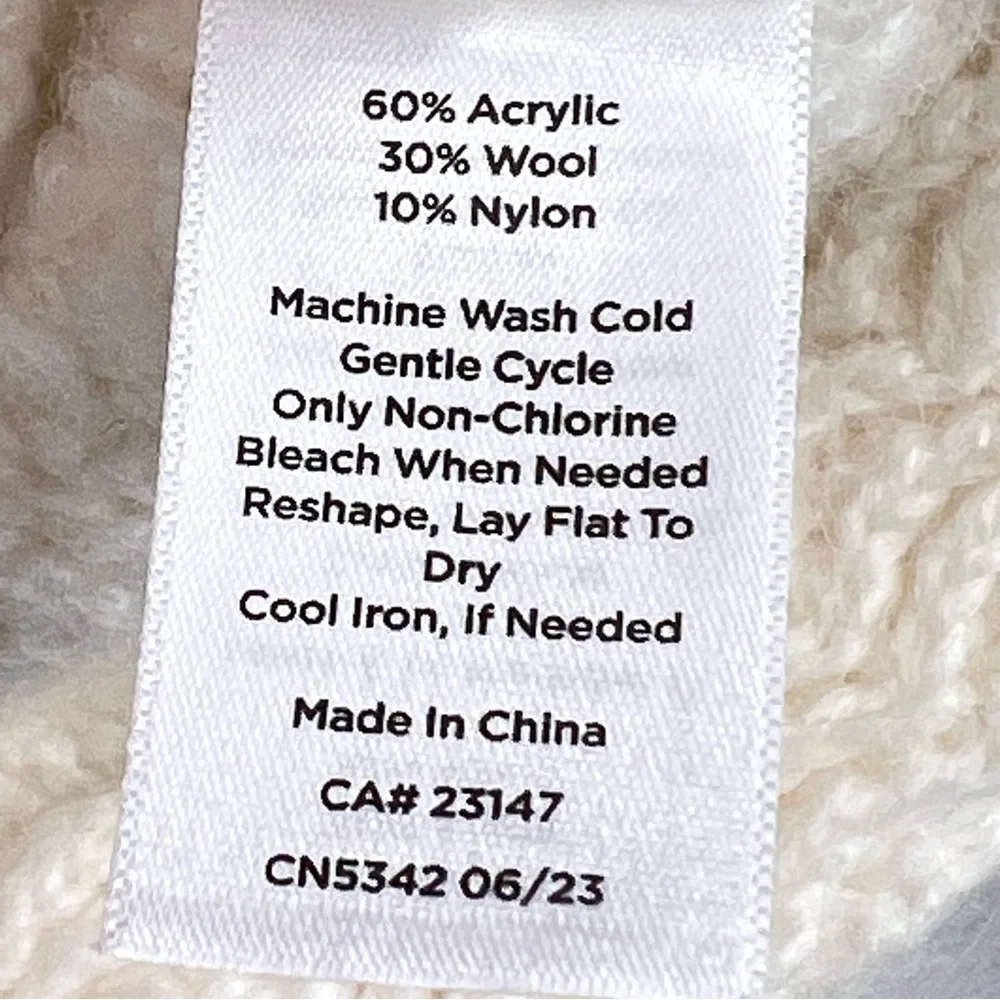 Talbots Boucle Ivory Wool Blend Button Front Cardigan Sweater Jacket
